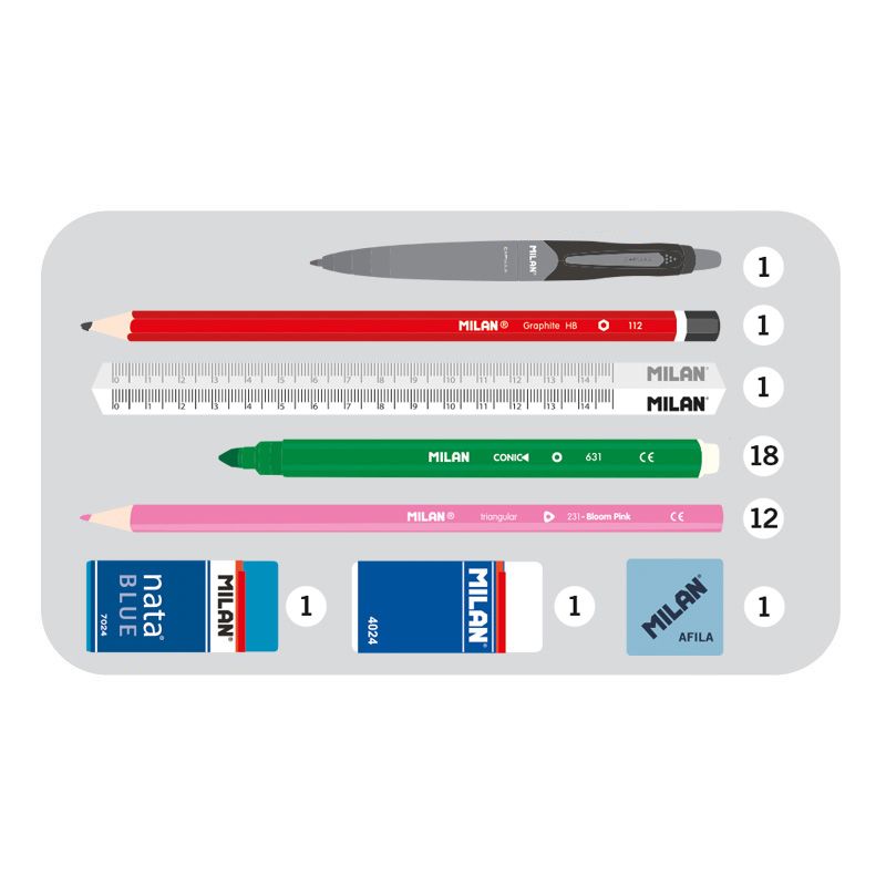 Estuche Milan con Útiles - 2 Niveles Multicolor