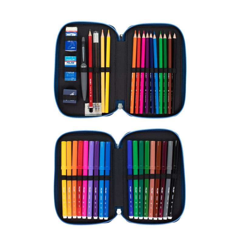 Estuche Milan con Útiles - 2 Niveles Multicolor