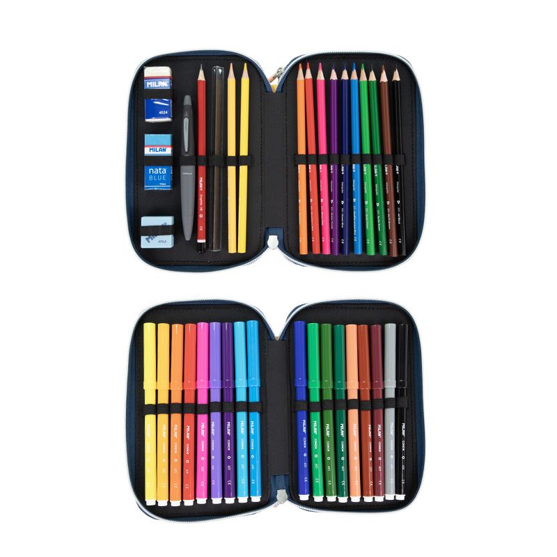 Estuche Milan con Útiles - 2 Niveles Amarillo