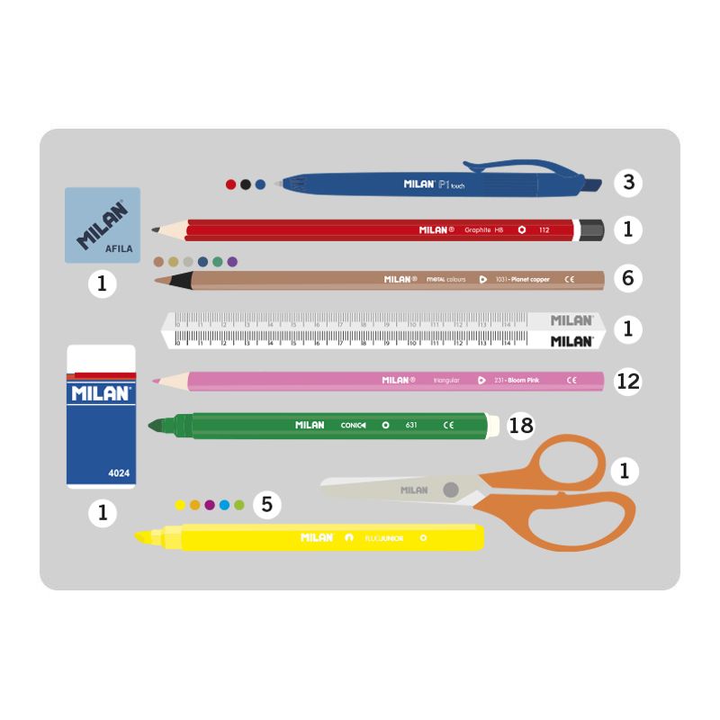 Estuche Milan con Útiles - 3 Niveles Multicolor