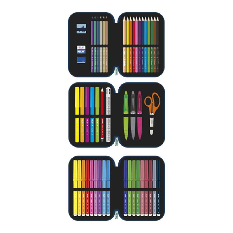 Estuche Milan con Útiles - 3 Niveles Multicolor