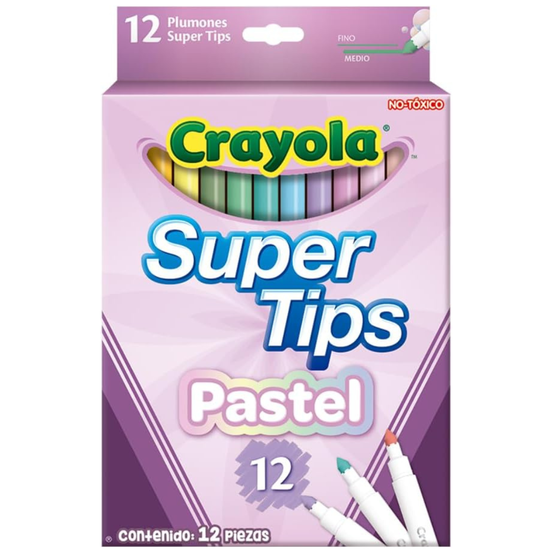 Crayola Super Tips - 12 Marcadores Pastel
