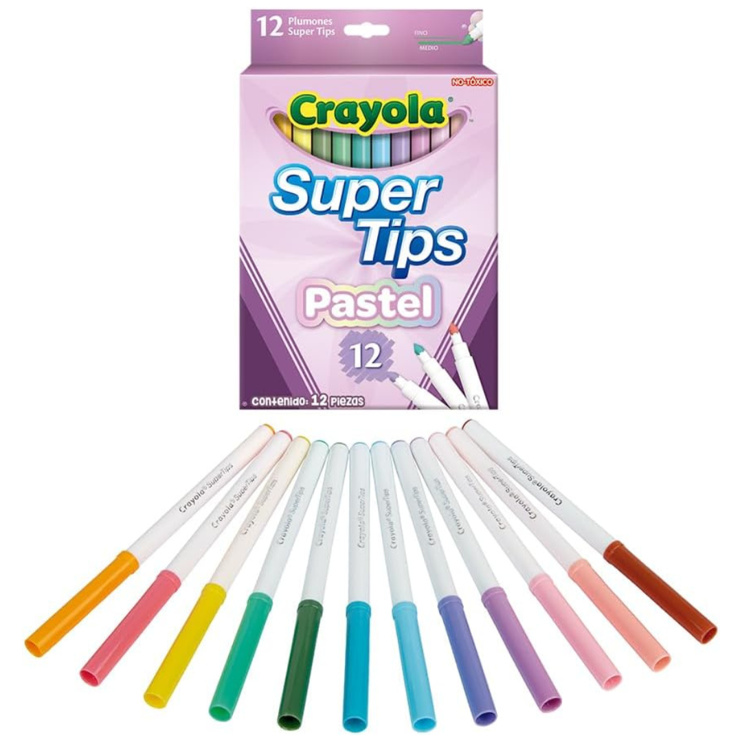 Crayola Super Tips - 12 Marcadores Pastel