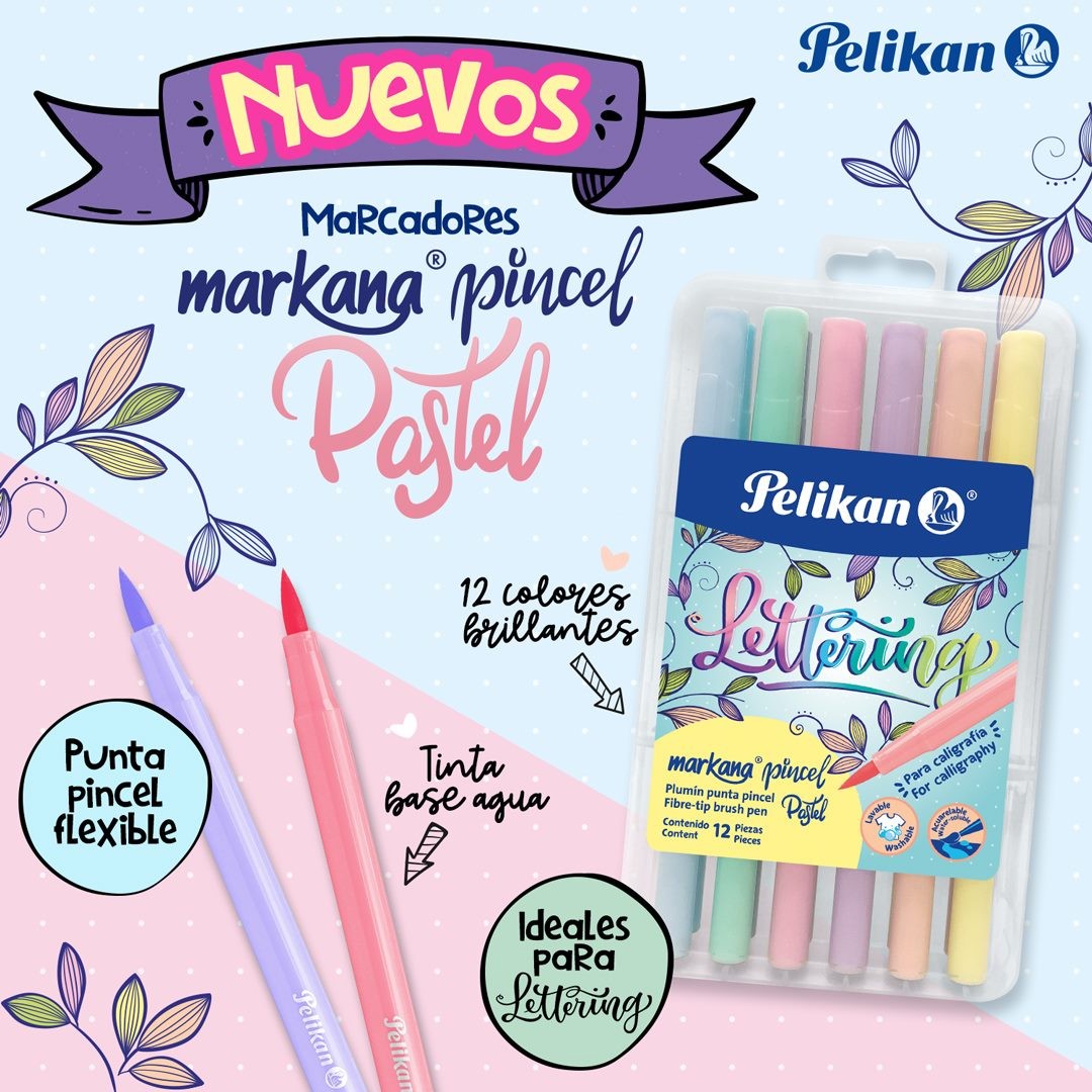 Pelikan Brush - 12 Marcadores Punta de Pincel Pastel