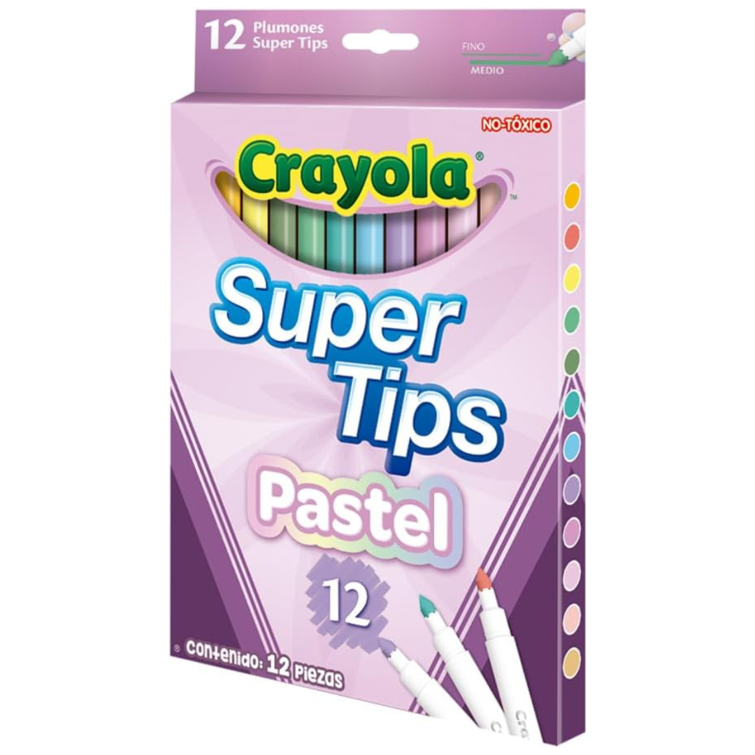 Crayola Super Tips - 12 Marcadores Pastel
