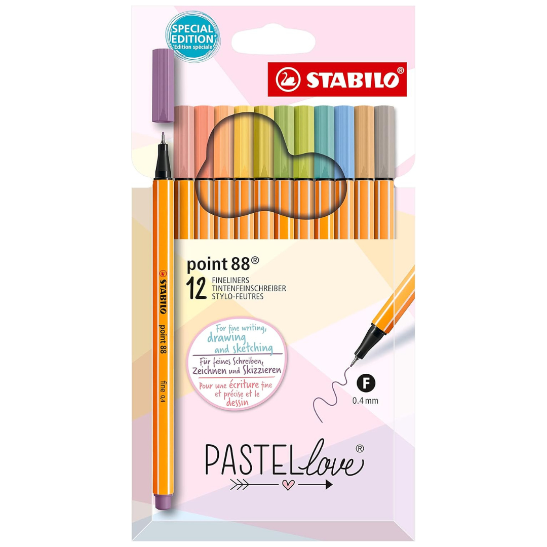 Stabilo Point Pastel Love - 12 Rapidógrafos Pastel