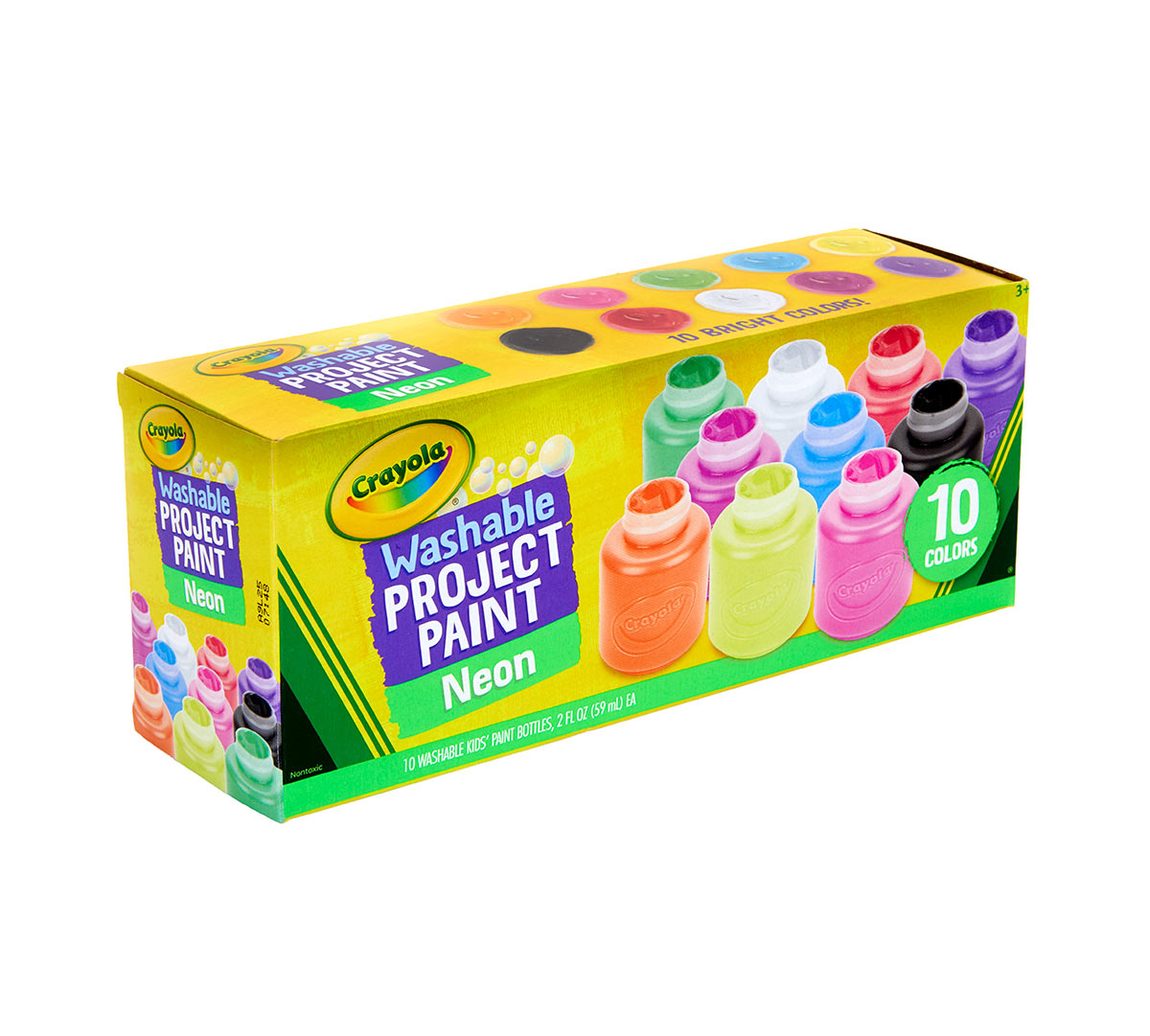 Pintura Lavable Crayola - 10 Colores Neón