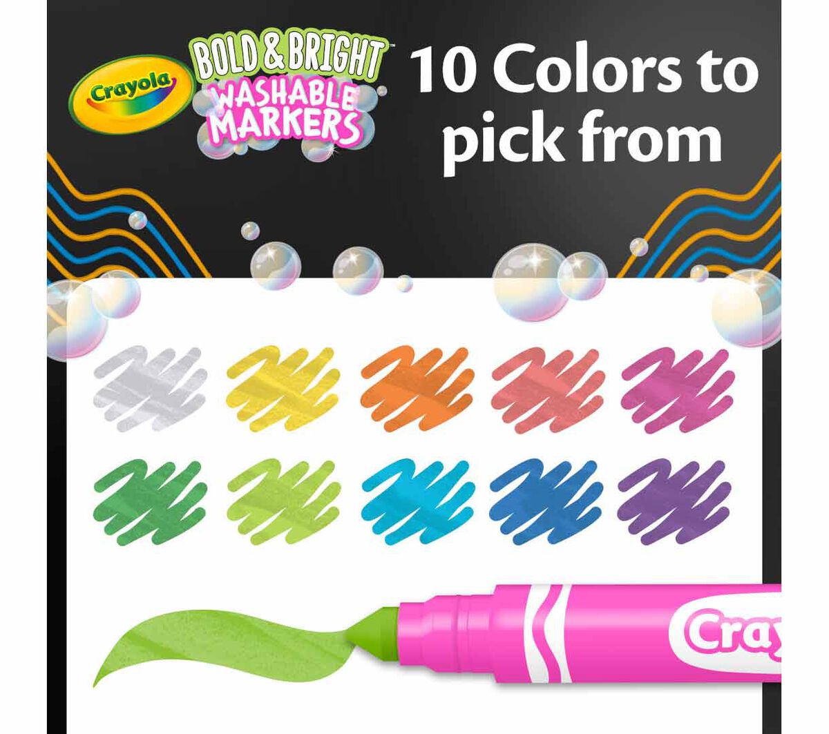 Crayola Markers Bright & Bold - 10 Marcadores Punta Gruesa