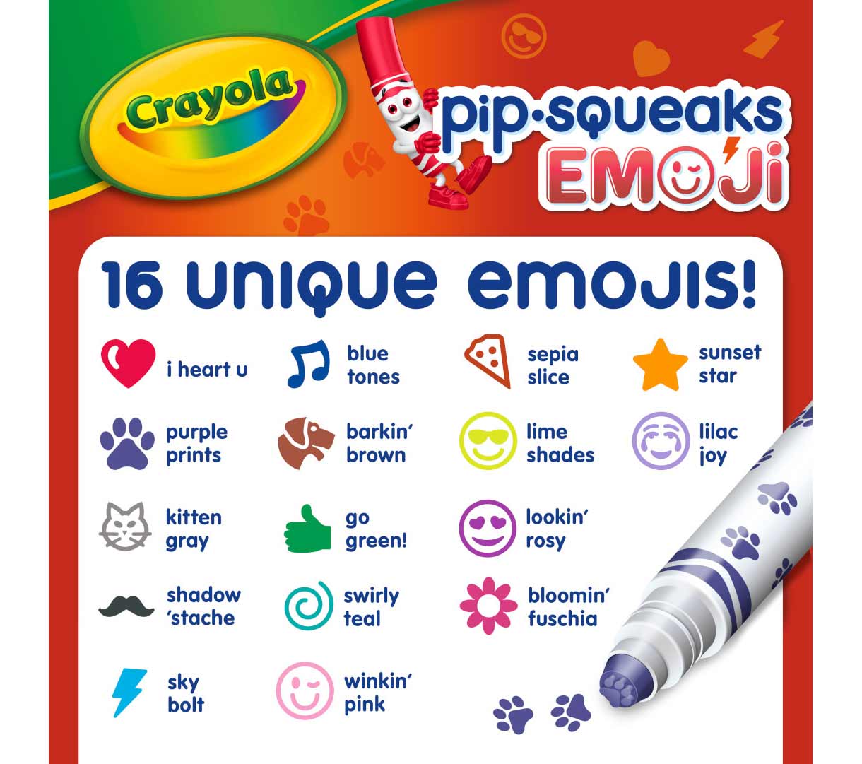 Crayola Pip-Squeaks Emoji - 16 Marcadores de Sello