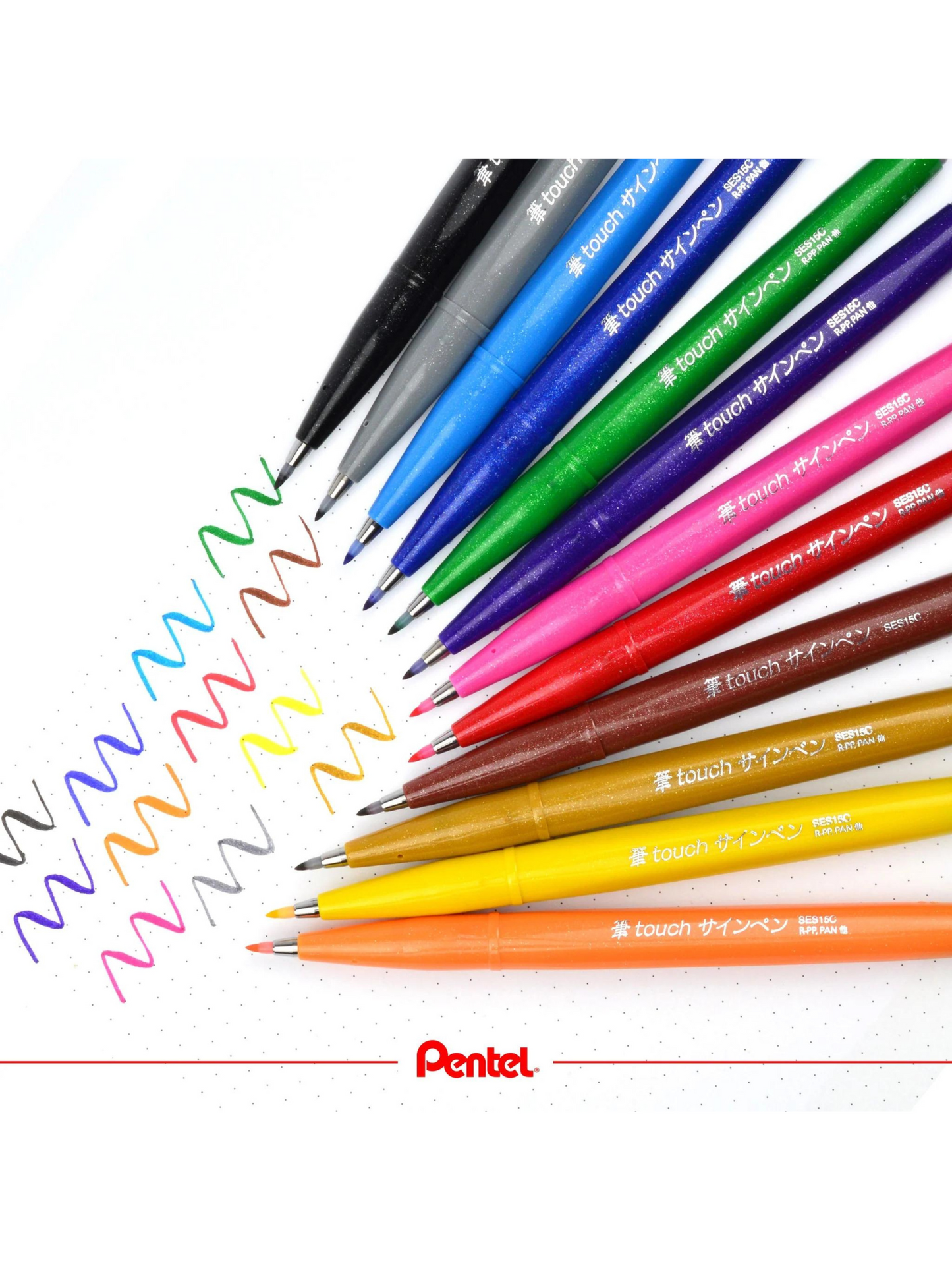 Pentel Brush Pens - 12 Marcadores de Colores