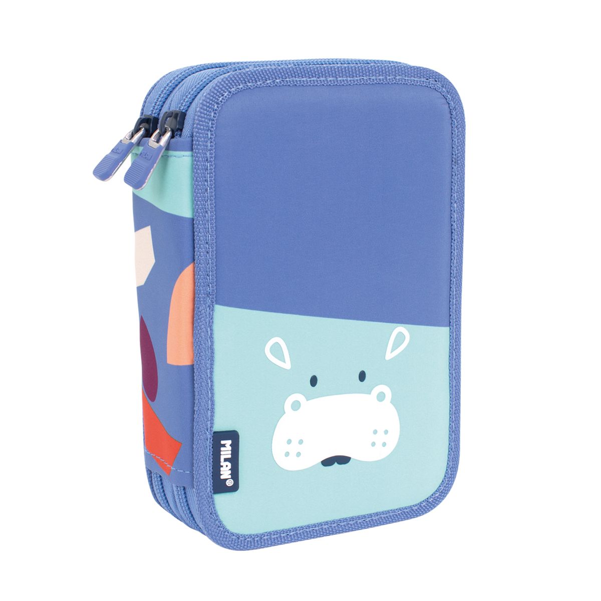 Estuche Milan con Útiles - 2 Niveles Celeste