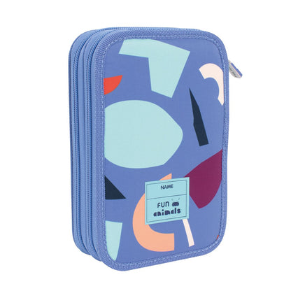 Estuche Milan con Útiles - 2 Niveles Celeste