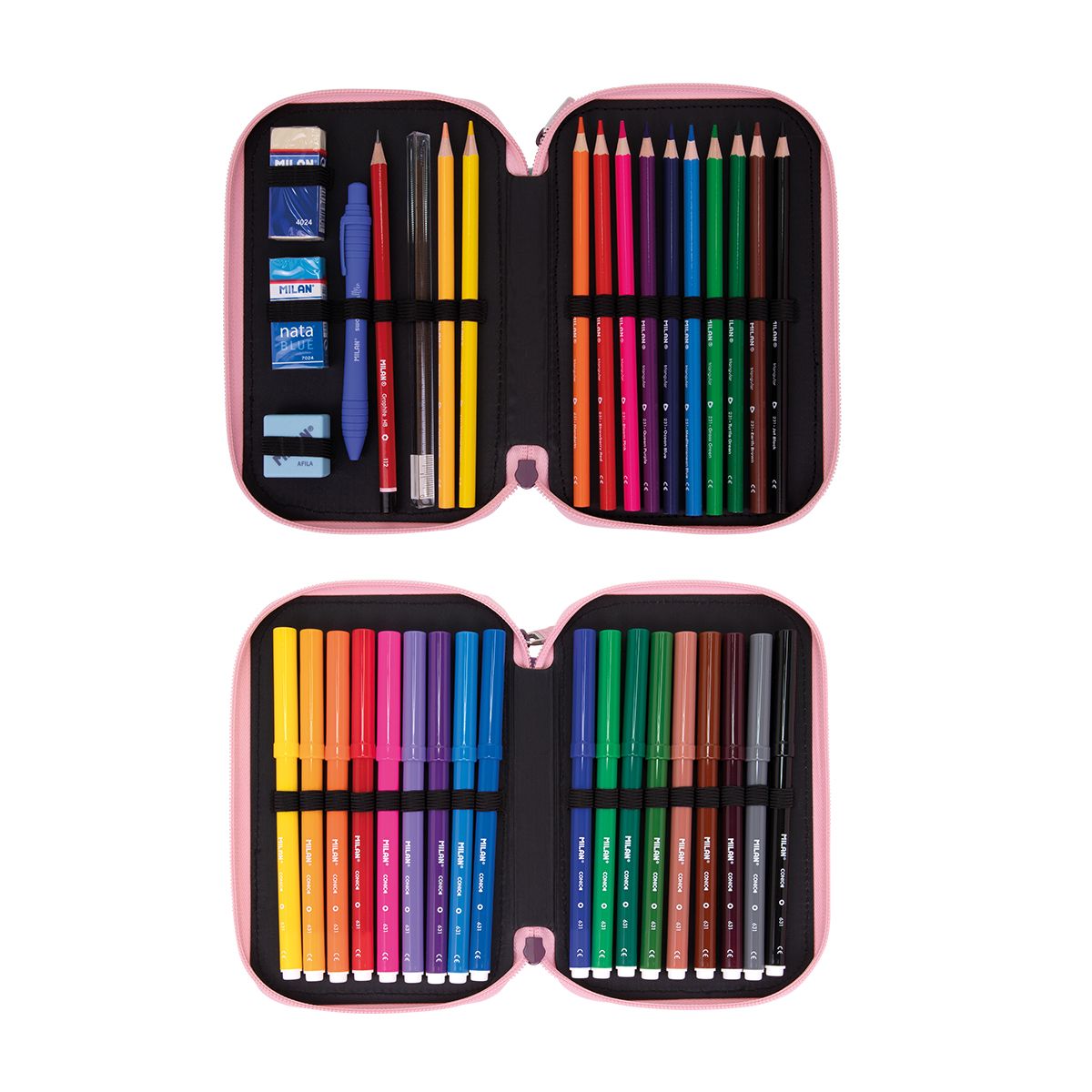 Estuche Milan con Útiles - 2 Niveles Violeta