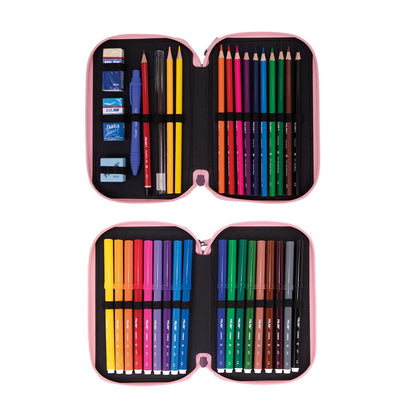 Estuche Milan con Útiles - 2 Niveles Violeta