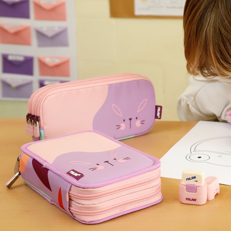 Estuche Milan con Útiles - 2 Niveles Violeta