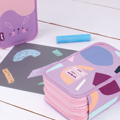 Estuche Milan con Útiles - 3 Niveles Violeta