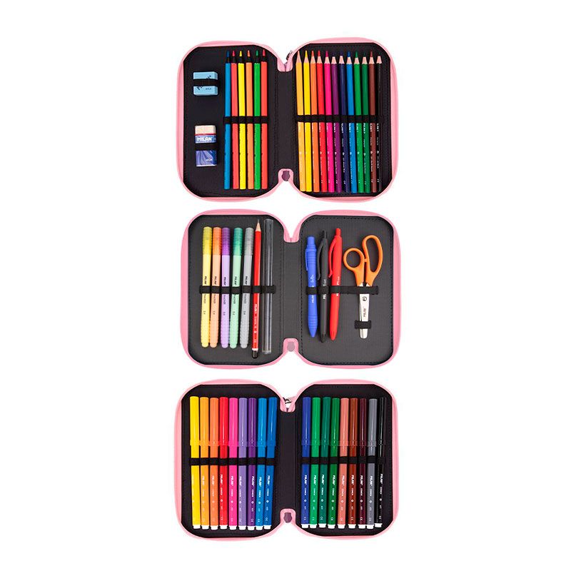 Estuche Milan con Útiles - 3 Niveles Naranja