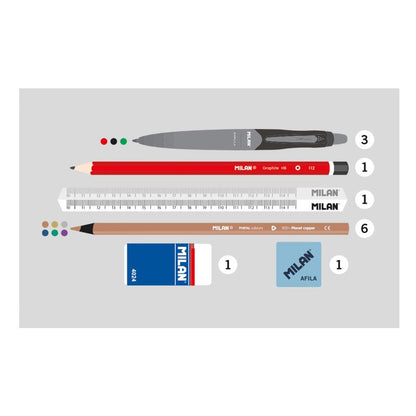 Estuche Milan con Útiles - Semirrígido Multicolor