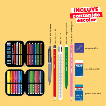 Estuche Milan con Útiles - 2 Niveles Amarillo