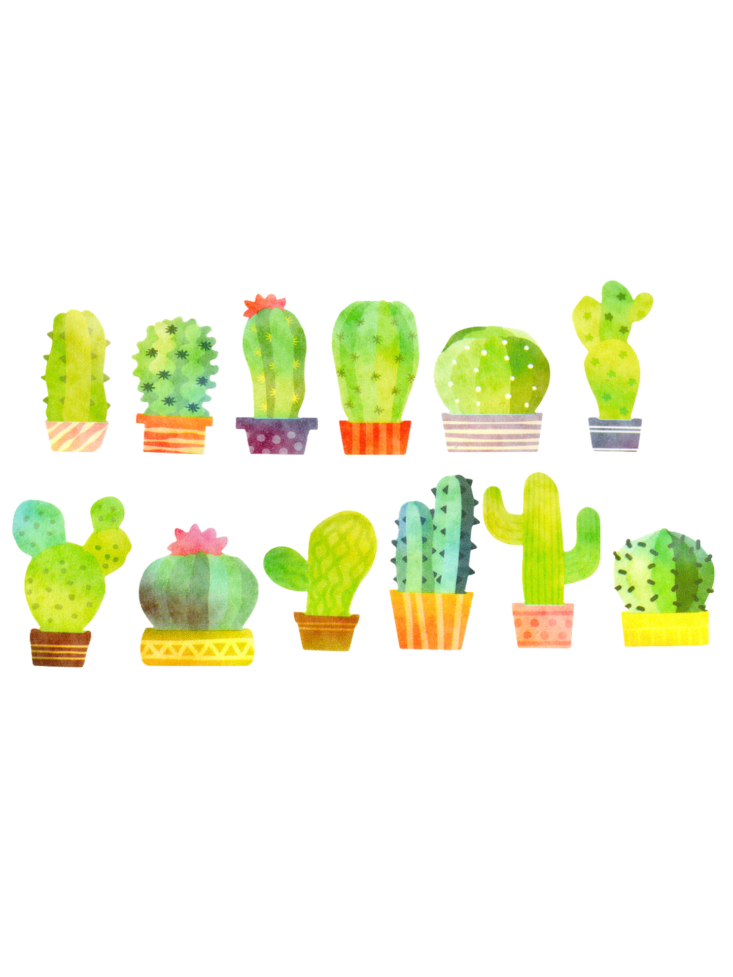 Stickers en Cinta de Cactus- Rollo de 180 stickers.