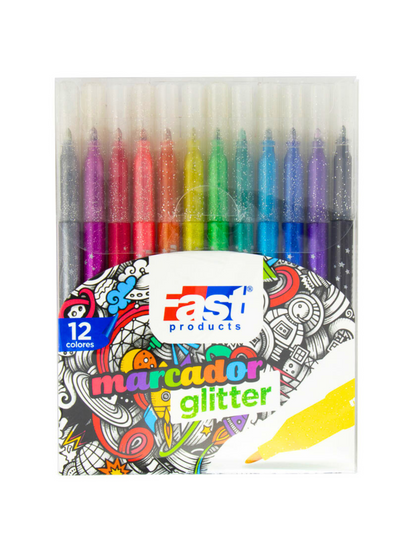 Marcadores con Glitter - Set 12 Colores