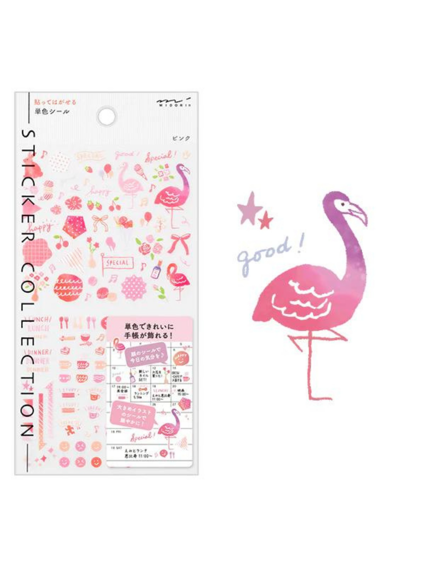 Stickers Midori Rosa- Set de 141 stickers transparentes.