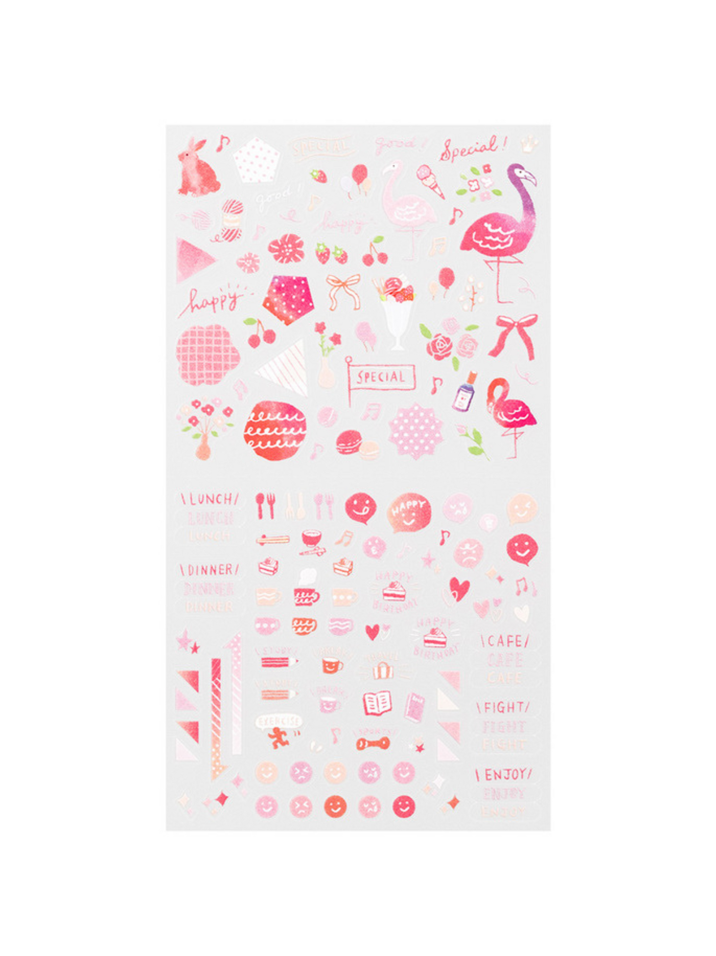 Stickers Midori Rosa- Set de 141 stickers transparentes.