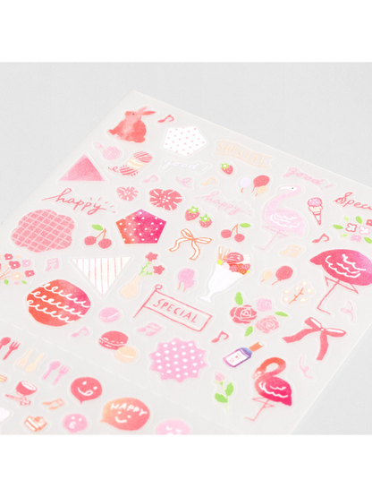 Stickers Midori Rosa- Set de 141 stickers transparentes.