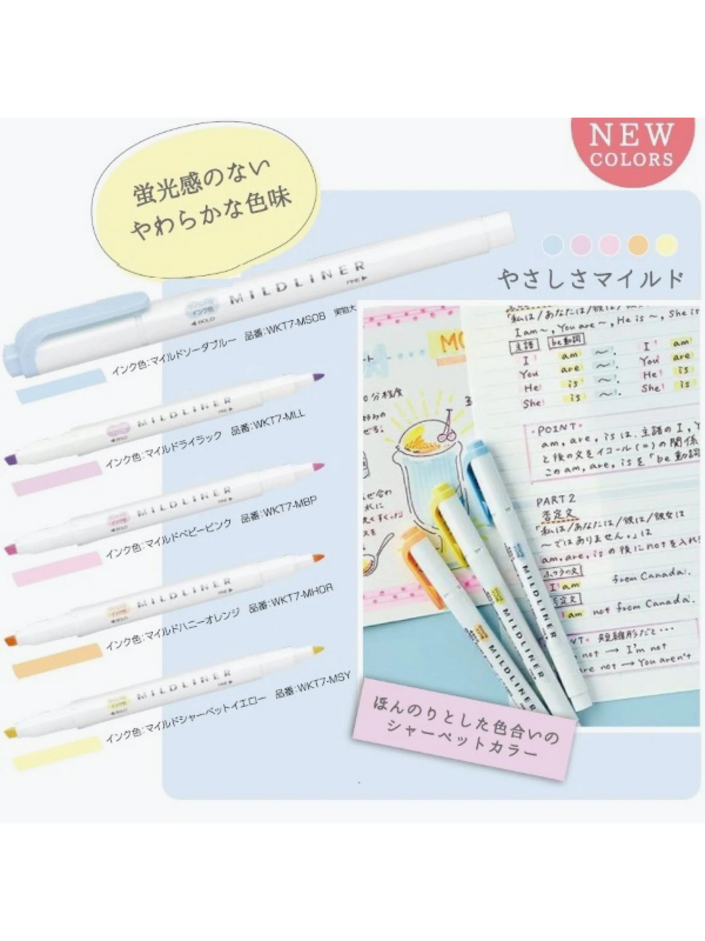 Zebra Mildliner - Set de 5 Colores Gentle