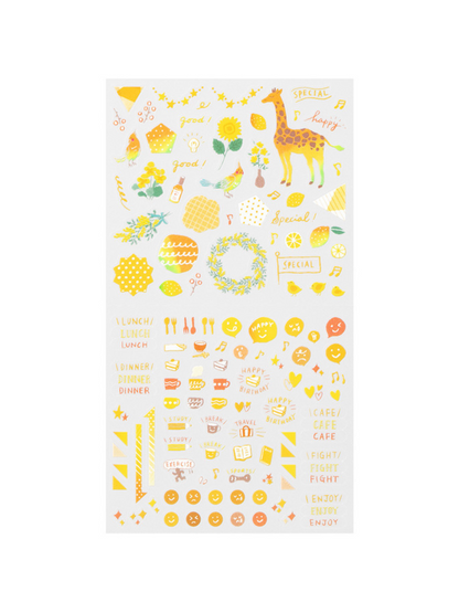 Stickers Midori Amarillo- Set de 132 stickers transparentes.