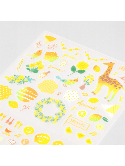 Stickers Midori Amarillo- Set de 132 stickers transparentes.