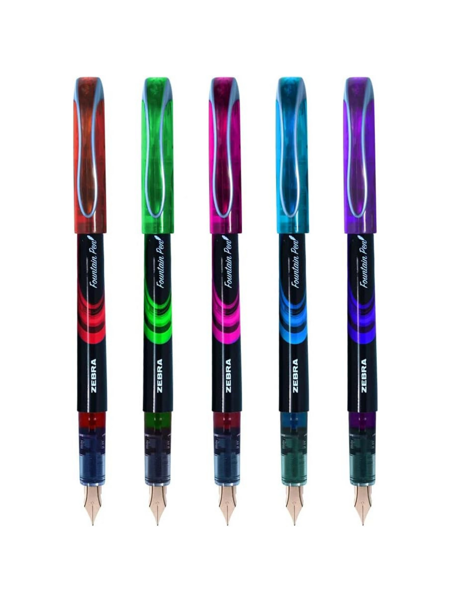 Plumas Fuente Zebra - Set de 5 Colores