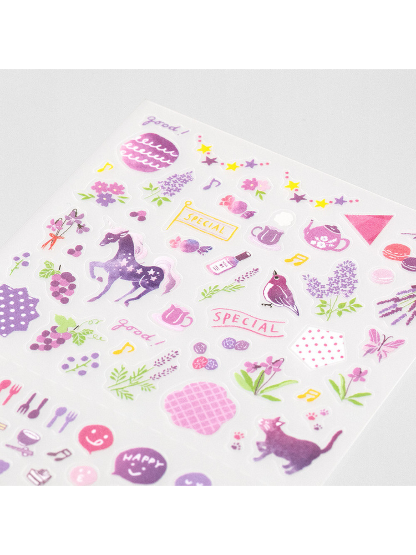 Stickers Midori Violeta- Set de 135 stickers transparentes.