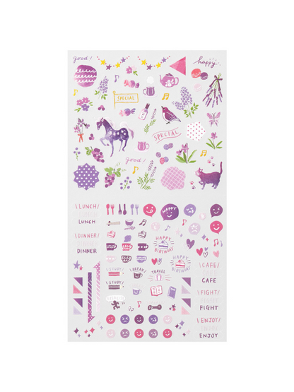 Stickers Midori Violeta- Set de 135 stickers transparentes.