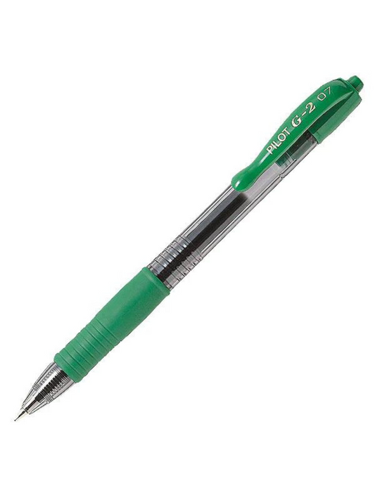 Bolígrafo Gel Pilot G-2 Verde - Punto Fino 0.7 mm