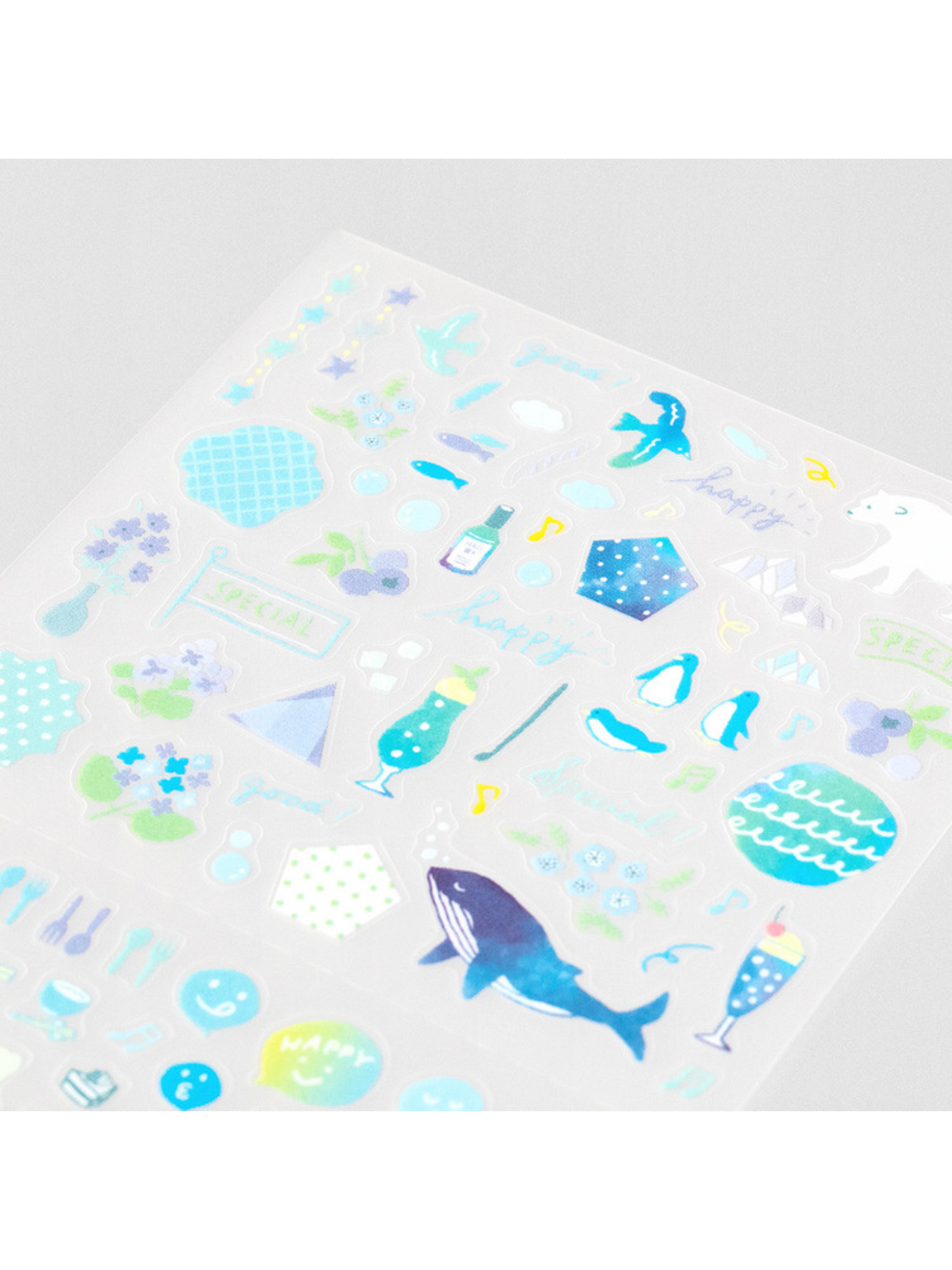 Stickers Midori Celeste- Set de 143 stickers transparentes.