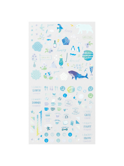 Stickers Midori Celeste- Set de 143 stickers transparentes.