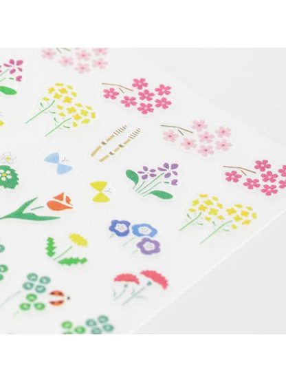 Stickers Midori Flores- Set de 136 stickers transparentes.