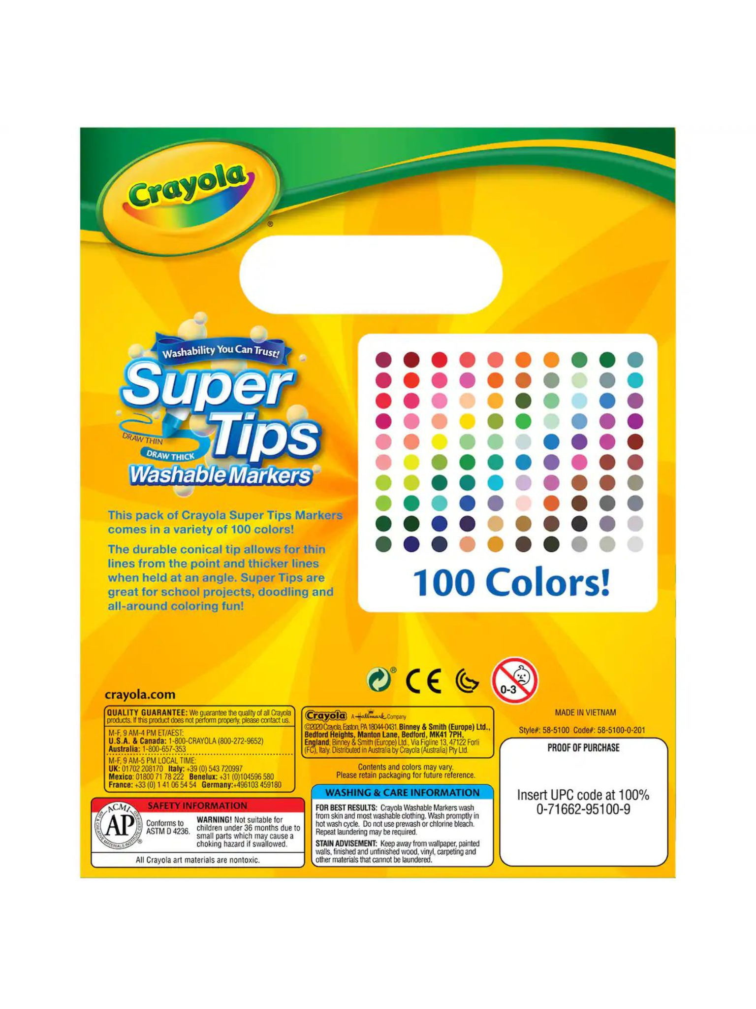Crayola SuperTips 100. Llena - Papelería y Soluciones BG