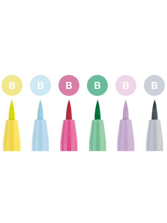 La Casa del Artesano-Set de 6 Marcadores FABER CASTELL Supersoft Pastel  punta pincel para lettering x6 colores