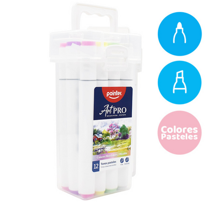 Art Pro Pastel - 12 Marcadores de Alcohol Doble Punta