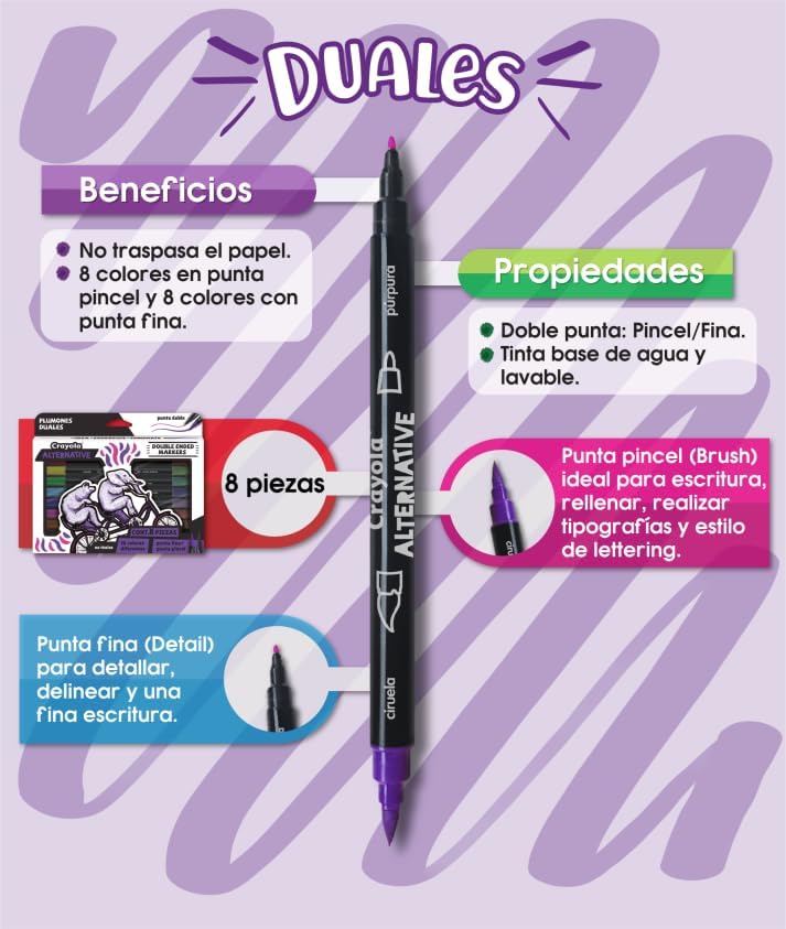 Crayola Alternative - 8 Marcadores Doble Punta
