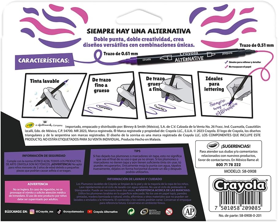 Crayola Alternative - 8 Marcadores Doble Punta