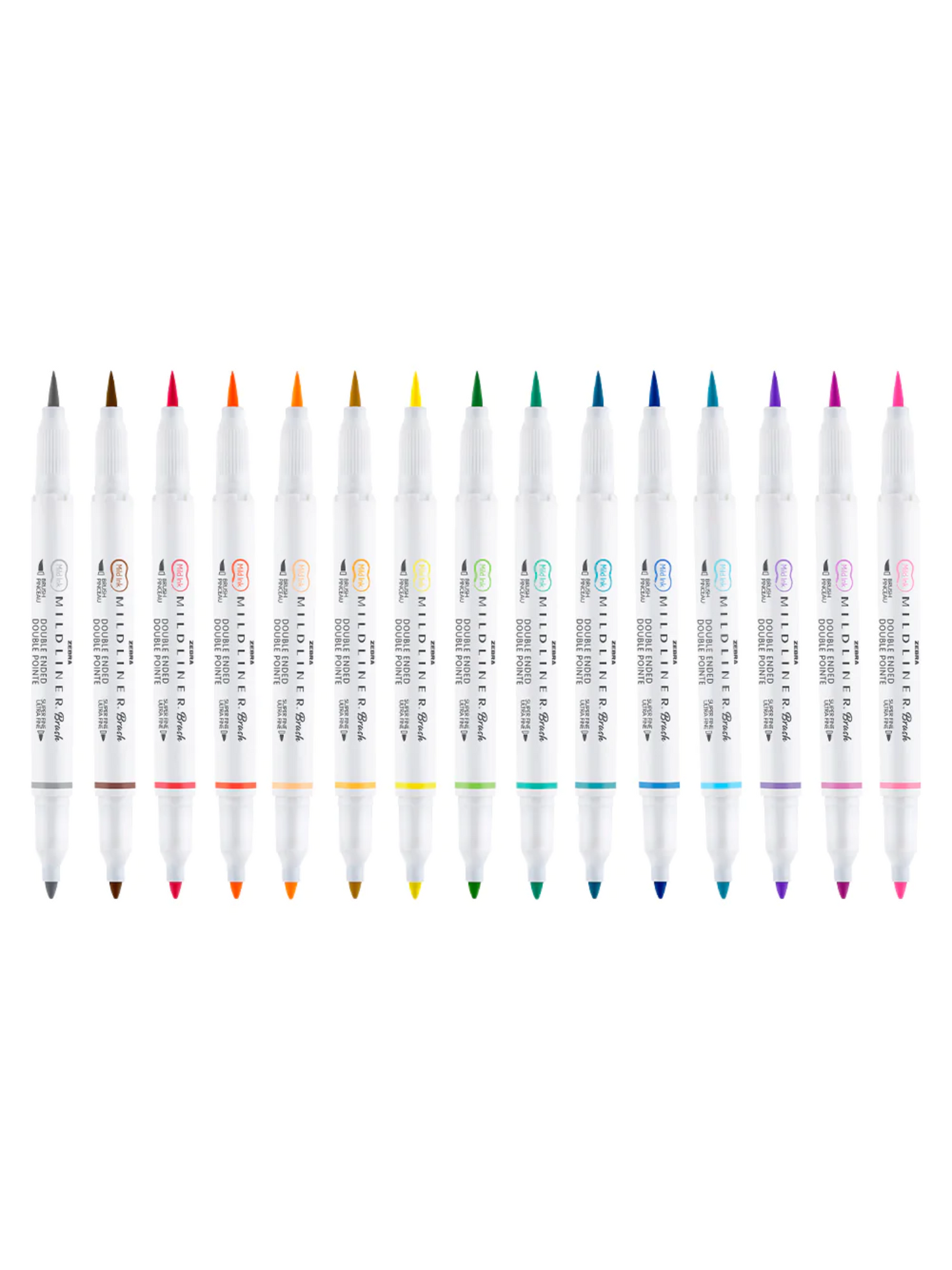 Zebra Mildliner Brush Pens - Set de 15 Colores