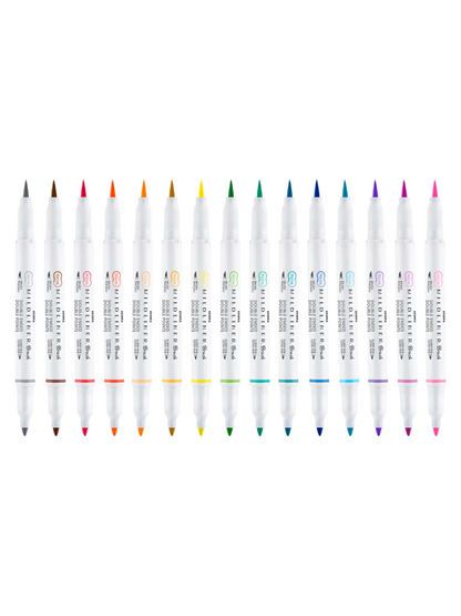 Zebra Mildliner Brush Pens - Set de 15 Colores