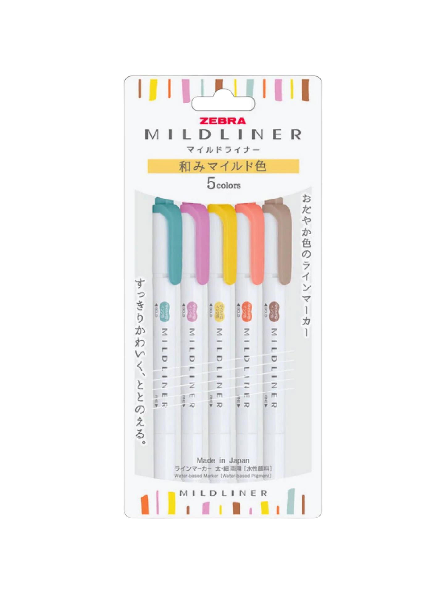 Zebra Mildliner - Set de 5 Colores Cálidos