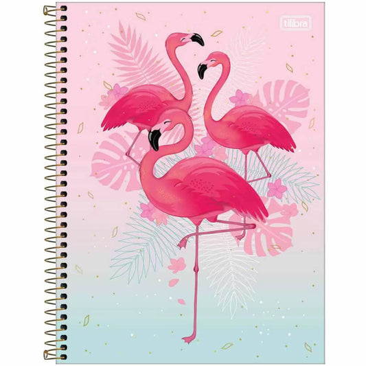 Cuaderno Espiral - Portada Flamingos - 80 Hojas con Líneas