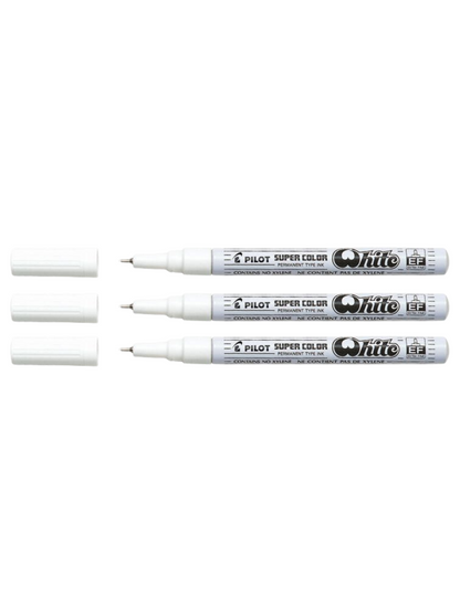 Pilot Super Color - Extra Fino 0.5 - Set de 3 Blancos