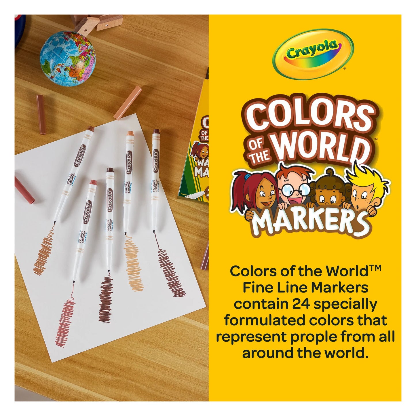 Crayola Markers Colors of the World - 24 Marcadores Punta Fina