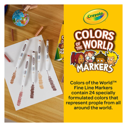 Crayola Markers Colors of the World - 24 Marcadores Punta Fina